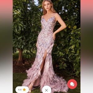 Glamorous Lavender Sequin Prom Dress